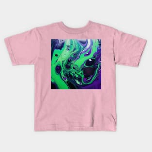 Emerald Vortex: The Dance of Color in Abstract Art Kids T-Shirt